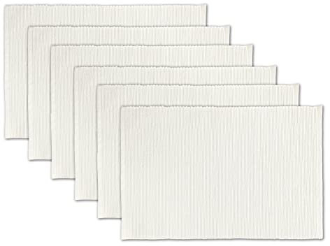 AVKA Studio Gerippte Tischsets aus 100 % Baumwolle, 6 Stück, 33x48 cm, gebrochenes Weiß, dicke Konstruktion, waschbare und wiederverwendbare Stoff-Platzsets – Off-White
