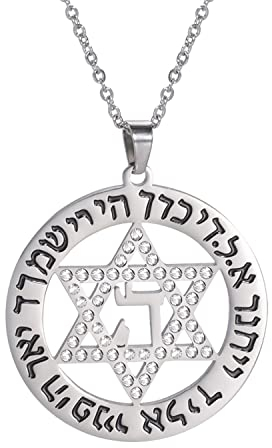 Davidstern Chai Halskette für Damen, Megans Stern, hebräischer Gebetsanhänger, jüdischer Schutzamulett, Israel, Judaica, religiöser Schmuck für Männer, Edelstahl, Kein Edelstein