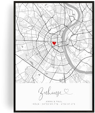 Artower Zuhause - Einzugsgeschenk Wohnung Haus | Einweihungsgeschenk Koordinaten Bild Zuhause | Geschenk Idee für Einweihung Einzug Valentinstag Hausbau Hochzeit Richtfest Jahrestag Umzug