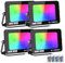 RIGIDON 4x 30W RGB LED Strahler Mit Fernbedienung, 3000LM RGBW Farbwechsel Flutlicht, 16 Farben 4 Modi Dimmbar Fluter Lampe Für Party Garten Baum Landschaft, Disco Feiern, Außen Wasserdicht IP66
