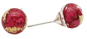 Rot Rose Echte Blume Resin Glas Kugel 925 Sterling Silber Ohrstecker Damen | Natürlich, Rosenblüte, Ohrringe, Handmade, Liebe, Romantische