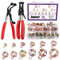 Swpeet 122Pcs 7-22mm Spring Band Hose Clamps with Swivel Flat and 45°Angled Flat Band Fuel Hose Clamp Plier Kit, Silicone Vacuum Hose Action Pipe Clamp Low Pressure Air Clip Clamp for Hose Clamps