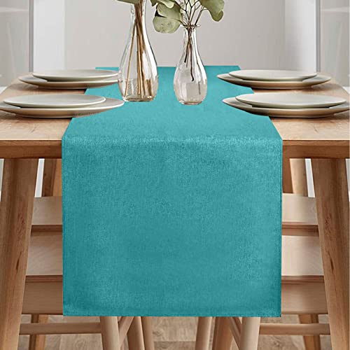 Tischläufer Modern, Wasserdicht Läufer Tisch, Tischläufer Frühling Modern, Grün Läufer für Draussen Balkon Drinnen Party Dekoration(Türkis, 40 x 180 cm)