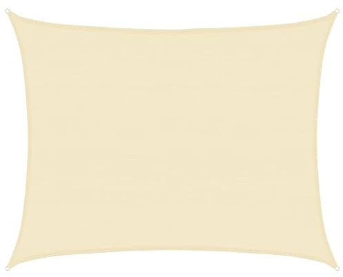 vidaXL Sonnensegel Sonnenschutz Windschutz Sonnendach UV Schutz Sonnenschutzsegel Schattenspender Garten Terrasse Balkon 160g/m² Creme 6x8m HDPE