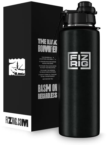 FIZRIG Stainless Steel Water Bottle | Sports Hydration Gym Jug | Double Wall Insulation | Extra Strong, Leak Proof | Flip Open 180º Locking Lid (1.2L)