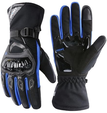 TAGVO Guantes de Motocicleta de Invierno, Cálido a Prueba de Viento Impermeable, Protección Completa de los Dedos, Pantalla Táctil Guantes de Moto, Guantes de Montar para Hombres Mujeres