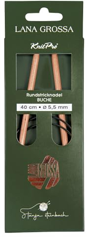Lana Grossa Rundstricknadel Buche – nachhaltig & beliebt – leicht & robust – glatte Holzoberfläche – angenehmes Stricken mit rutschigem Garn – verschiedene Größen - 40/5,0