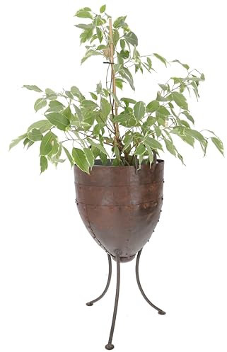 Blumenständer, Übertopf, Feuertopf aus rustikalem Blech, Höhe 55 cm