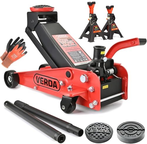 Wagenheber hydraulisch 3T, 130-490 mm, Profilmesser, 2X Gummi Rangierwagenheber Profi, Tief, Doppelpumpsystem Doppelkolben, Heber, Ständer, Flache, Werkstatt, Wohnmobil, Geländewagen PKW