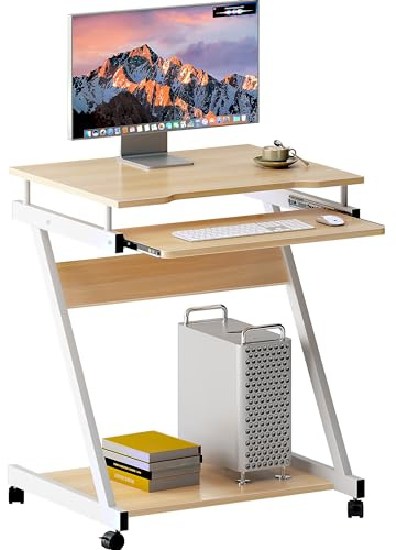 SDHYL Bureau d'ordinateur Bureau pour Ordinateur Portable Table d'appoint en Forme de Z Table avec Plateau pour Clavier Petit Bureau à roulettes