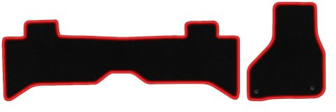 Velours-Fußmatten passend für Dodge RAM 2009-2019, Schwarz-Rot, CARLUX | passend für Kurz dj; Velours-Teppich (Polypropylen), ca. 6,5 mm; rutschfest, Druckknöpfe 16 mm
