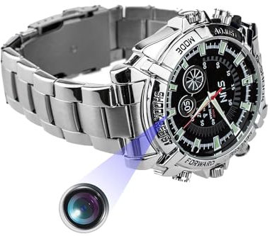 HopeGem Mini Cámara Portátil Oculta Espía - FHD 1080P Cámaras Seguridad Reloj con 32G para Negociaciones Comerciales/Entrevistas con Periodistas/Aprendizaje De Cursos Etc (W2000)