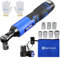 3/8 Cordless Ratchet Wrench Set, 40N.m Max Torque 230 RPM Small Compact Right Angle Impact Wrench with 7pcs Ratchet Sockets Set, 12V Electric Power Ratchet Wrench with 2pcs 1500mAh Li-ion Batteries