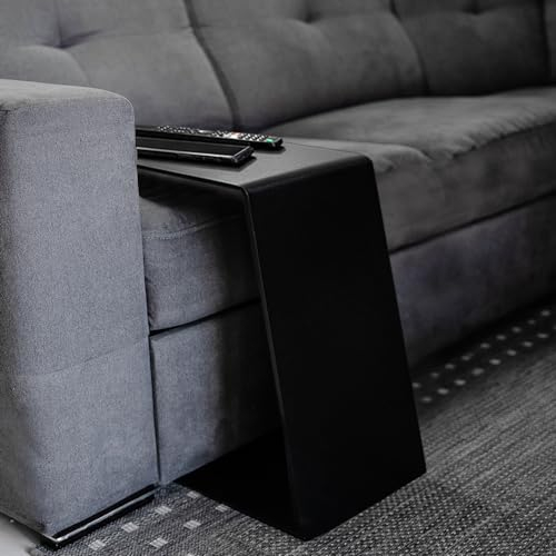 MOE UHANE Beistelltisch Schwarz 37 x 26,5 x 47,8 cm - Modern Design für Coffee - Metall C Form - Couchtisch Modern