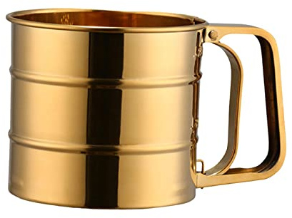 Duiaynke Tamiz de harina para hornear, tamiz de harina, utensilio de cocina, tamiz de azúcar para el hogar, tamiz para hornear manual (dorado)