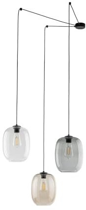 Licht-Erlebnisse Hängelampe 3-flammig XXL B: max. 4 m H: max. 2,1 m flexibel verstellbar Rauchglas Metall E27 Hängeleuchte Wohnzimmer Pendelleuchte Esszimmer