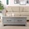 Galano Limestone Coffee Table – 2 Drawer Storage Unit – Rectangular Living Room Table – Engineered Wood Cabinet with Storage - Dark Grey