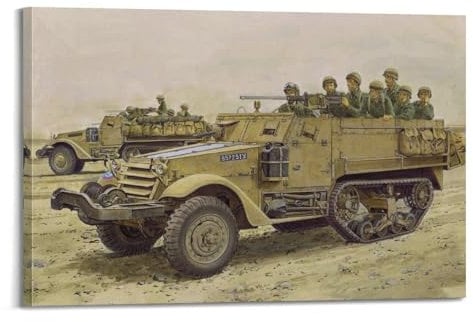 WWII Kunstposter IDF M3 Halbspur-Poster, dekoratives Gemälde, Leinwand, Wandposter und Kunstdruck, moderne Familienschlafzimmer-Dekoration, Poster, 30 x 45 cm