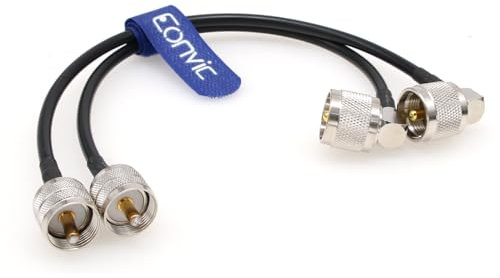 Eonvic UHF maschio a maschio PL-259 a bassa perdita digitale 50 Ohm RG58 cavo coassiale per radio HAM e CB, analizzatore antenna, carico fittizio, misuratore SWR (angolo retto, 30 cm, 2 pezzi)