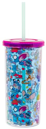 Silver Buffalo Disney Lilo & Stitch Halloween-Kostüme anderer Disney-Figuren mit Scrump-Kunststoff-Becher mit Deckel und Strohhalm, 590 ml
