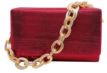 CORIOS Sac de Soirée pour Femme Sacs à Main D'épaule de Mariée Embrayage en Paillettes Sacs Fourre-Tout de Chaîne Élégant Pochette Portefeuill Fête Cocktail Ceremonie Sac à Bandoulière Rouge Vin