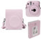 Mumlicha Étui de Protection en Cuir Synthétique pour Appareil Photo Instantané Fujifilm Instax Mini 12 - Album 64 Poches avec Bandoulière Réglable, Rose