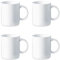Acan Tradineur - Pack de 4 Tazas de cerámica, tazón Desayuno, café, infusiones, diseño clásico, aptas para lavavajillas y microondas (Blanco - 350 ml - 9,7 x 8,3 cm)