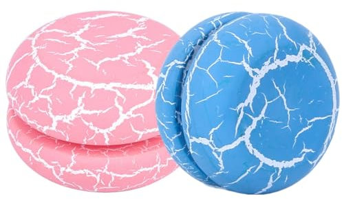 Yoyo en Bois Coloré, 2 Pcs de Dessin Animé, Professionnel Yo-yo, Jouets pour Cadeaux d'Anniversaire et Activités D'Extérieur (Rose + Bleu)