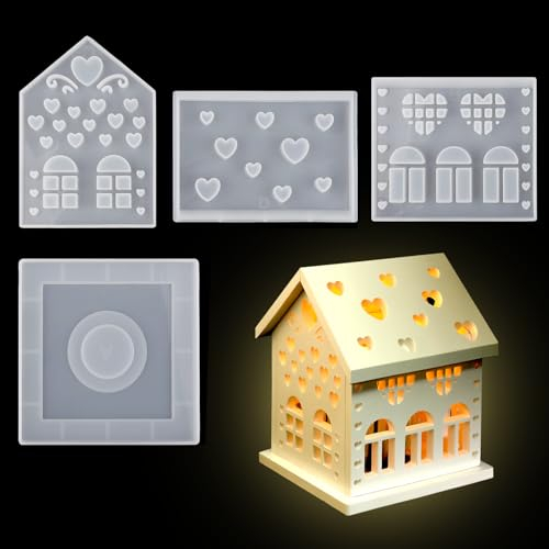 EPODA Silikonform Gießform Haus, Gießformen Silikon Weihnachten, Silikonform Häuser, Silikonform Teelichthalter, Gießformen für Beton