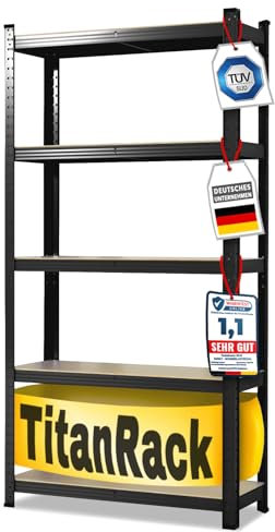 KARAT Schwerlastregale für Garage, Keller, Werkstatt - Steckregal - Weitspannregal - Lagerregal - Kellerregal - Eckregal - Reifenregal - Gitterregal (Schwarz, 180 x 90 x 40 cm)