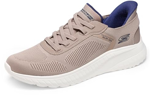 Skechers Men's Hands Free Slip-ins Squad Chaos-Solid Step Sneaker, Taupe, 12