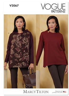 Vogue Sewing Pattern V2067A Misses' Knit Top and Jacket by Marcy Tilton A (XS-S-M-L-XL-XXL)