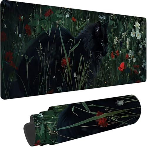 Green Mouse Mat, Mouse Pad xxl 600x300 mm Desk Mat Large, with Stitched Edges Gaming Mouse Pad Flower, with Smooth Cloth Surface Anti-Slip Base Large Mouse Mat for Pc Accessories Office Gamer b-5