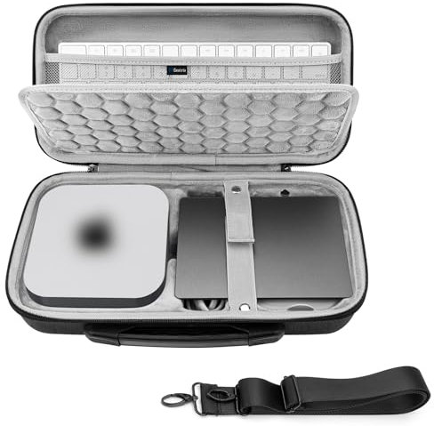 GEEKRIA Desktop Computer Hard Travel Case, Compatible with Apple 2024 Mac mini M4 / Mini M4 Pro, Fit for Magic Keyboard, Mouse, Trackpad and Accessories (Dark Gray)