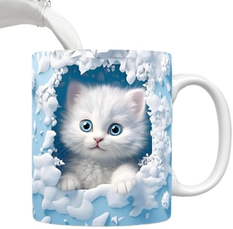 Tasse D'animal Mignon, Tasse À Café Mug Mignon Chat, Motif Chaton En Forme De Trou Mural, Trou De Chaton Mignon Dans La Tasse À Café En Céramique De Mur Pour Amies Ou À Offrir A La Famille