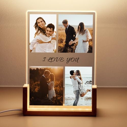 Baixtuo Cadre Photo Personnalisé et Lampe Personnalisée avec Photo, Cadeau Personnalisé Femme. Cadeau pour Noël, Saint-Valentin, Fête des Mères et Fête des Pères. (Style 3)