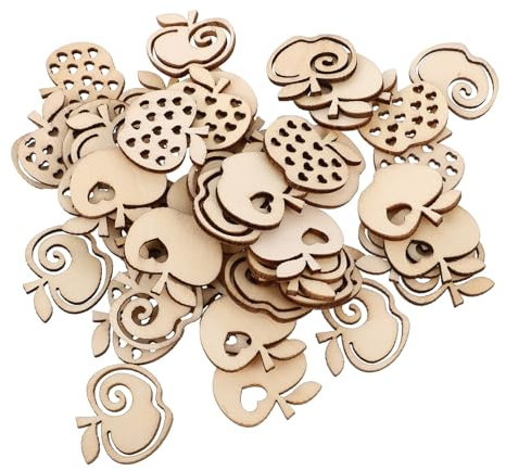 VILLCASE 100st Bastelzubehör Selber Machen Bulk-chips Künstlich Gefälschte Äpfel Apfelschneider Apfelschäler Mini-chips Produkt Apfelverzierung Ausstechformen Hölzerne Ornamente Bambus