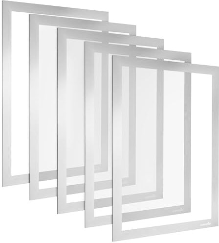 POPPSTAR Magnetrahmen A4 selbstklebend mit Magnetverschluss, grau, 5 Stück