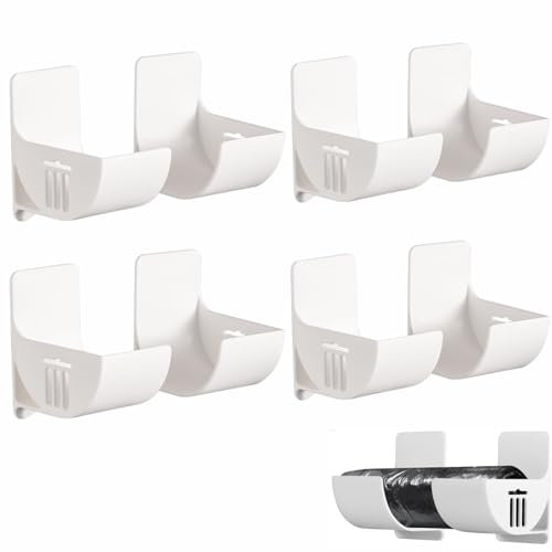 AMBEERT 8 PCS Bin Bag Dispenser, Bin Bag Holder, Trash Bag Holder, Garbage Bag Storage Rack for Kitchen Bathroom, Wall Mounted Garbage Bag Dispenser, Grocery Bag Storage Rack (White)