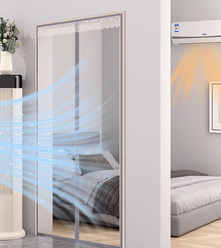 Wärmeschutzvorhang Türe, Transparent Magnet Isolier Schutz Vorhang mit Schließautomatik, Wasserdicht, Winddicht, Kälteschutz EVA Transparenter Thermo Türvorhang Wintern (70X190CM)
