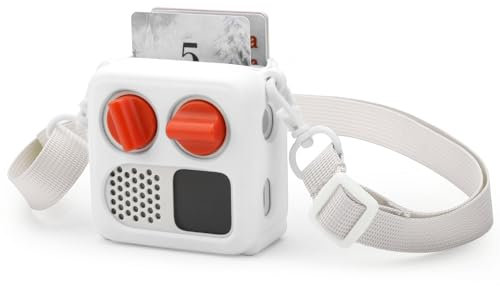 Silicone Case for Yoto Mini (2024 Edition) Audio Player, Protective Sleeve Case Jacket for for Yoto Mini Player Children's Card Reader Silicone Cover with Shoulder Strap (White)