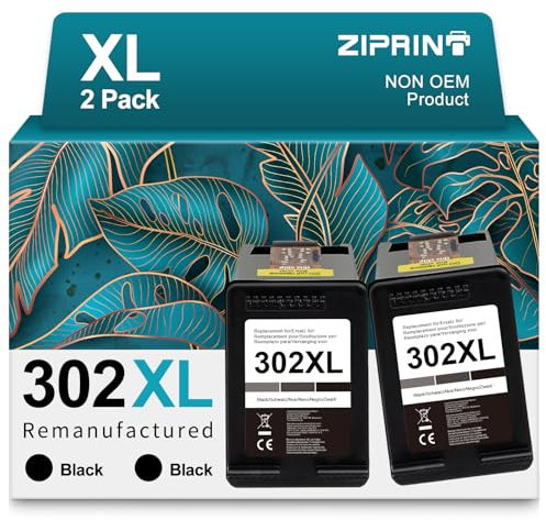 ZIPRINT 302 302 XL Schwarz Patronen Kompatibel für HP 302 Druckerpatronen für HP Envy 4525 4520 4522 4527 DeskJet 3630 3636 3638 1110 2130 3633 OfficeJet 3831 3830 3833 5220 5230(2 Schwarz)