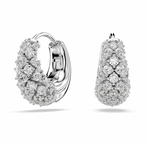 Swarovski Sublima Ohrringe, Rhodinierte und Weiße Ohrringe mit Klaren Swarovski Zirkonia in Chatonnage-Fassung, Größe: 1.5 x 0.7 x 1.4 cm