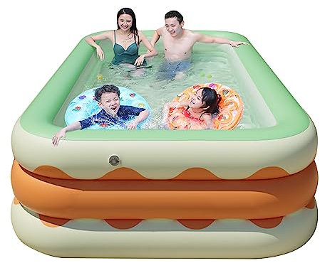 Aufblasbares Schwimmbad 3 Ring Planschbecken Innen Außen Aufblasbare Pool Wasserspielzeug für Sommer Kinder Erwachsene (1,5 m)