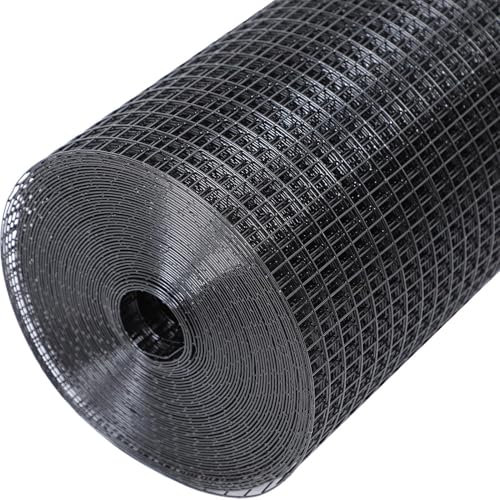 JIAOCKJIAO Malla Metalica Negra, Malla de Alambre Soldada para Gallinero, Rollos Alambre Malla para Aves de Corral, Malla de Alambre para Gallinero con Protección para Árboles(1.2mx30m(47inx98ft))