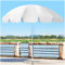 CRBUDY Parasol de Jardin Rond Blanc de 240 cm, 16 Baleines et mât en Fer, Protection Solaire UPF 40+, pour Balcon, Piscine, café