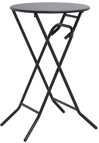 vidaXL Gartentisch Anthrazit 50 x 50 x 72 cm Metall, Moderner runder Gartentisch, stabil, faltbar, platzsparend für Terrasse und Garten