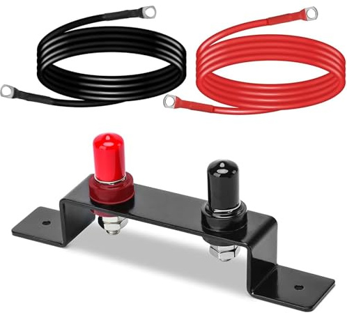 Aputoxz Battery Jump Post Kit,Waterproof Battery Charging Post,Remote Battery Jumper Terminals Relocation Kit with 49in Cable &Mounting Bracket,for UTV ATV Trucks RV Tractor Boat Charging Post Cables