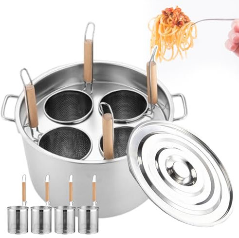 3/4-Hole Spaghetti Cooker Insert Set for Commercial, Stainless Steel Pasta Pots Multi-Cookware Set with 35cm/40cm Pot, Cooking Machine for Roadside Stalls/Restaurants/Foo