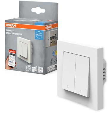 OSRAM SMART+ WiFi Matter Wandschalter, 2 Kanal, 16AX, IP20, weiß, Relais Schalter, Unterputz, 27mm